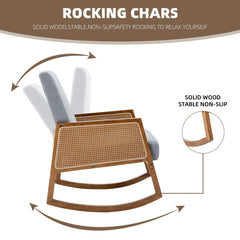 Upholstered Tall Back Rocking Chair, Smooth Gliding Accent Armchair for Comfortable Living Room Seating