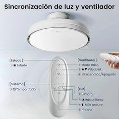 Silencioso Sin Aspas Ventilador de Techo con Luz Regulable 60W 30W Motor DC 30W Luz CCT 3000-5700K LED Lampara Ventilador Techo y Mando 6Velocidades