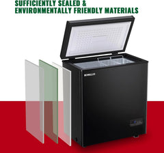 5.0 Cu. Ft. Chest Freezer with 2 Removable Stainless Steel Baskets, Electronic Control, 41°F to -15°F, Black
