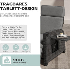 UDPATIO Sillón Ratán Jardin Exterior Reclinable, Tumbona de Jardín Ajustable 150°, con Respaldo Ajustable, Fundas + Extraíbles Cojines, Impermeable,