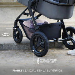 Kinderkraft MOOV XL 3 en 1, Carrito bebé hasta 27 kg, Carro, Con Asiento I-SIZE 40-75 cm, Plegable, Amortiguación, Convertible, Capazo XL, Con