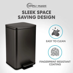13.2 Gallon Step Trash Can, Hands-Free Kitchen Garbage Bin with Odor Control