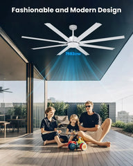 183cm Extra Grande 8 Aspas de Aluminio Ventilador de Techo con Luz y Mando, Silencioso Lampara Ventilador Techo con Reversible Motor DC para Exterior