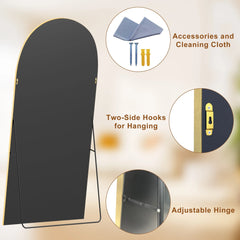 Modern Arched Full Length Floor Mirror, Aluminum Alloy Frame Standing Full Body Mirror