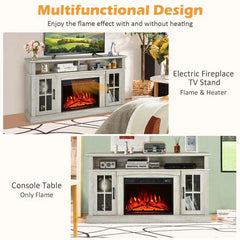 58" TV Console with 23" Fireplace Insert, Fireplace TV Stand for TVs up to 65 Inches, 1400W Electric Fireplace Heater