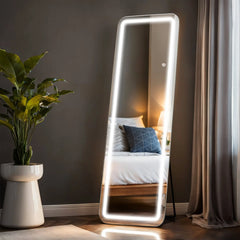 64 x 21 Inch Full Length LED Floor Mirror with Stand, Full Body Wall Mounted Mirror