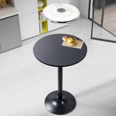 Round Bistro Pub Table, Bar Height Cocktail Table with Metal Base and MDF Top, 23.8 Inch