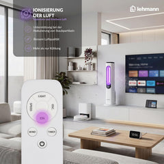 LEHMANN Turmventilator mit Fernbedienung & LED-Display, leiser Ventilator mit Schlafmodus, 15 h Timer, 3 Lichtfarben, 3 Modi, 3 Geschwindigkeiten,