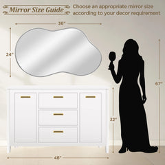 Asymmetrical Irregular Wall Mirror, Modern Decorative Accent Mirror for Living Room, Bedroom and Entryway