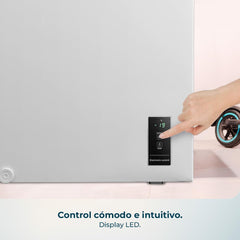 Cecotec Congelador Horizontal 143L Bolero CoolMarket Chest 143P White E. Cesta con Asas, Control Electrónico LED, UltraContact D-Cool, Dual Function,