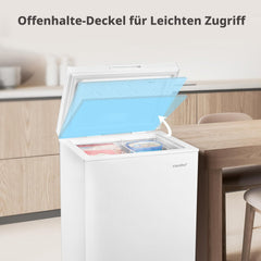 Comfee 198L Gefriertruhe, leise 37 dB, 4-Sterne-Gefrieren, Kühl-/Gefrier-Konvertierung (1–10°C / -24––12°C), 24‐h‐Schnellgefrierung 9kg,