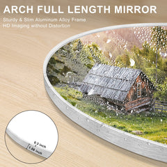 Modern Arched Full Length Floor Mirror, Aluminum Alloy Frame Standing Full Body Mirror