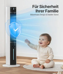 Turmventilator Luftkühler mit Wasserkühlung - Mobile Klimaanlage ohne Abluftschlauch, Ventilator mit Kühlung Leise, 3 Modi-12H Timer-Aroma-
