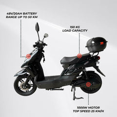 Swoop Elegante E-Scooter Elektroroller Schwarz 1000W