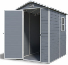 Gartenhaus Lönneberga 2,5m² Kunststoff | Polypropylen (PP) Geräteschuppen witterungsbeständig 124 x 191 x 167/199 cm (B x T x H) grau