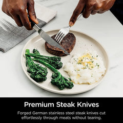 17-Piece Premium Knife Block Set with Built-In Sharpener, Stainless Steel/Black