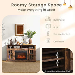 58" TV Console with 23" Fireplace Insert, Fireplace TV Stand for TVs up to 65 Inches, 1400W Electric Fireplace Heater