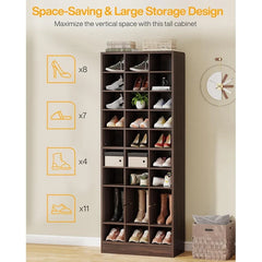 10-Tier Tall Shoe Cabinet, 30-Pair White Wood Shoe Storage Rack for Entryway and Closet