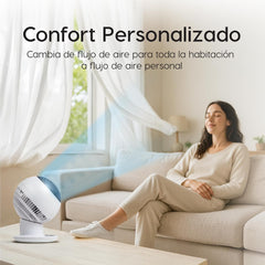 Iris Ohyama Woozoo, 30m², Ventilador de mesa, Blanco, 5 velocidades, Mando a distancia, Oscilación multidireccional, Silencioso, Potente, Escritorio,