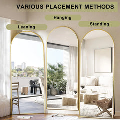 Modern Arched Full Length Floor Mirror, Aluminum Alloy Frame Standing Full Body Mirror
