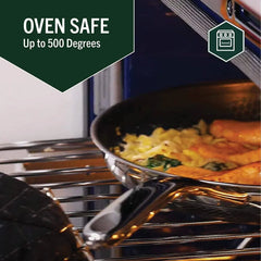 6-Piece Hybrid Stainless Steel Pan Set with Glass Lids, 8-Inch, 10-Inch and 12-Inch, Black