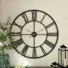 Modern Round Metal Wall Clock, Decorative Circular Hanging Clock for Living Room, Bedroom and Office