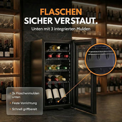 Sommertal Getränkekühlschrank 50L – Mini Kühlschrank schwarz mit Glastür, Touchscreen & LED | Kleiner Flaschenkühlschrank abschließbar & leise für