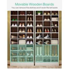 10-Tier Tall Shoe Cabinet, 30-Pair White Wood Shoe Storage Rack for Entryway and Closet