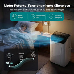 SereneLife Aire Acondicionado Portátil 14000 BTU con WiFi, Climatizador 3 en 1 Frío, Ventilación y Deshumidificador, Smart con Kit de Ventana, para