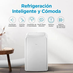 MIDEA Pingüino Aire Acondicionado Portátil 3 en 1 | 3000 Frigorías / 12000 BTU | Air conditioner Silencioso 43m2 - Deshumidificador Ventilador