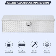 48 Inch Diamond Plate Truck Bed Tool Box with Shelf Silver