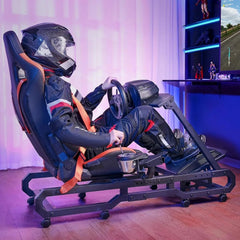 Soporte para Volante de Carreras VEVOR con Ruedas para Logitech G923/G920/G29, Cabina de simulador de conducción de Acero Resistente, Thrustmaster