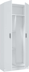 Habitdesign Multi-Purpose Wardrobe, Broom 2 Doors 3 Shelves, 180 x 73 x 37 cm (H x W x D – cm), Matt White