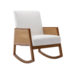 Upholstered Tall Back Rocking Chair, Smooth Gliding Accent Armchair for Comfortable Living Room Seating