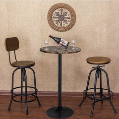 Round Bistro Pub Table, Bar Height Cocktail Table with Metal Base and MDF Top, 23.8 Inch