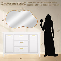 Asymmetrical Irregular Wall Mirror, Modern Decorative Accent Mirror for Living Room, Bedroom and Entryway