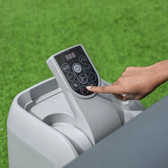 4 to 6 Person Inflatable Hot Tub Square Portable Outdoor Spa with 114 Soothing AirJets and Insulated Cover, Gray-Coleman