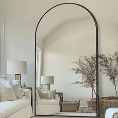 Modern Arched Full Length Floor Mirror, Aluminum Alloy Frame Standing Full Body Mirror