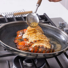 6-Piece Hybrid Stainless Steel Pan Set with Glass Lids, 8-Inch, 10-Inch and 12-Inch, Black