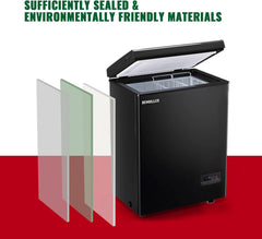 5.0 Cu. Ft. Chest Freezer with 2 Removable Stainless Steel Baskets, Electronic Control, 41°F to -15°F, Black