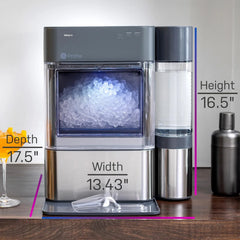 Countertop Nugget Ice Maker with 1-Gallon Water Tank, Makes 38 lbs of Pellet Ice in 24 Hours, WiFi Smart Connectivity, Includes Ice Scoop, Stainless Steel