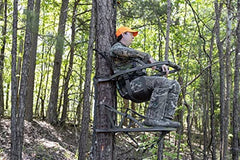 Lightweight Aluminum Climbing Treestand with Padded Seat, 300 Lb. Capacity, Safety Harness Included