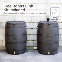 50 Gallon Rain Barrel with Brass Spigot, Large Outdoor Rainwater Collection and Storage Container for Garden