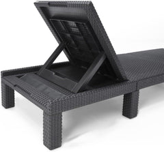Allibert by Keter Daytona Deluxe Sonnenliege für Garten, Terrasse & Balkon mit verstellbarem Kopfteil, grau, inkl. Auflage, Gartenliege aus Kunststoff
