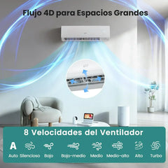 COSTWAY Aire Acondicionado Split, 2,6 kW, Aire Acondicionado con Calefacción con Bomba de Calor,Refrigerante: R32, Calefactor y Refrigerador con Kit