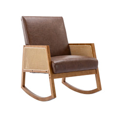 Upholstered Tall Back Rocking Chair, Smooth Gliding Accent Armchair for Comfortable Living Room Seating