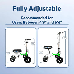 Hybrid - Most Compact All Terrain Knee Scooter for Adults for Foot Surgery Heavy Duty Knee Walker for Broken Ankle Foot Injuries Recovery Leg Scooter Best Knee Crutch Alternative (Green)