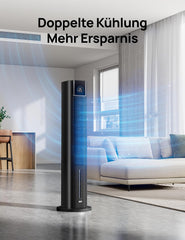 DREO Turmventilator mit Wasserkühlung, 110 cm Luftkühler mit Wasserkühlung Leise, 4-Geschwindigkeiten-4-Modi Verdunstungskühler, APP-Steuerung,