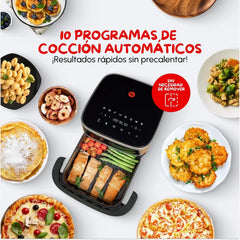 Moulinex Freidora de Aire Easy Fry XL Surface, 2200 W, Doble Resistencia, Cocción Uniforme, Cesta Ancha, 10 Programas Automáticos, Horno para Pizzas,