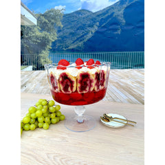 Large Glass Trifle Bowl with Scalloped Design, 168 Oz. Dessert Serving Bowl